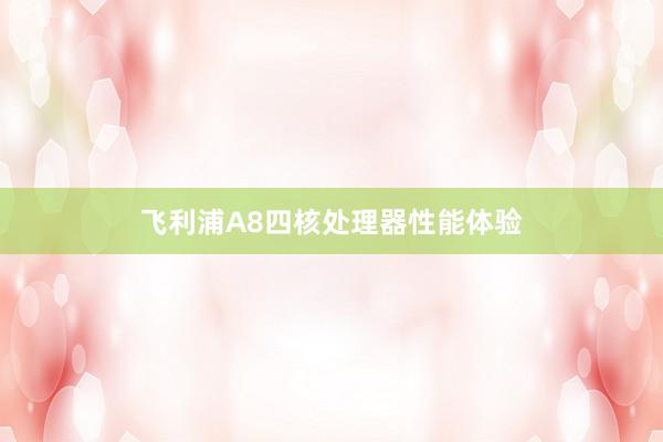 飞利浦A8四核处理器性能体验