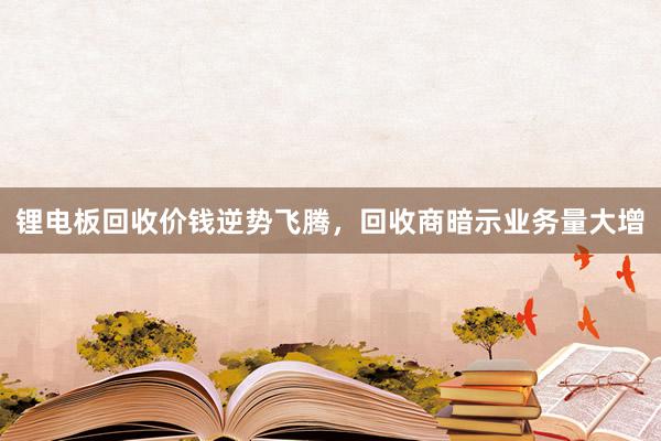 锂电板回收价钱逆势飞腾，回收商暗示业务量大增
